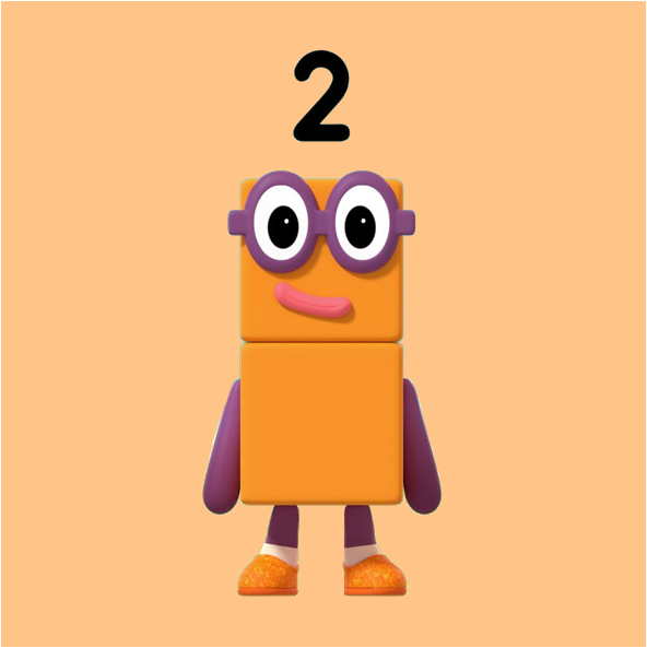 Number 2 as two orange blocks stacked