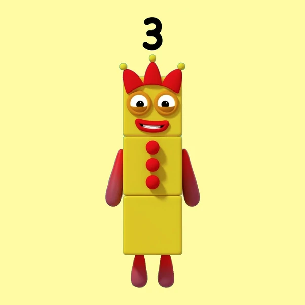 Number 3 as three yellow blocks