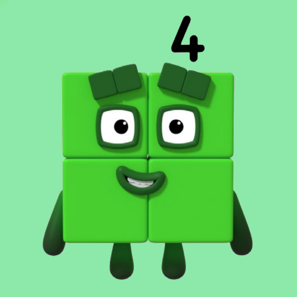 Number 4 as a 2x2 green square
