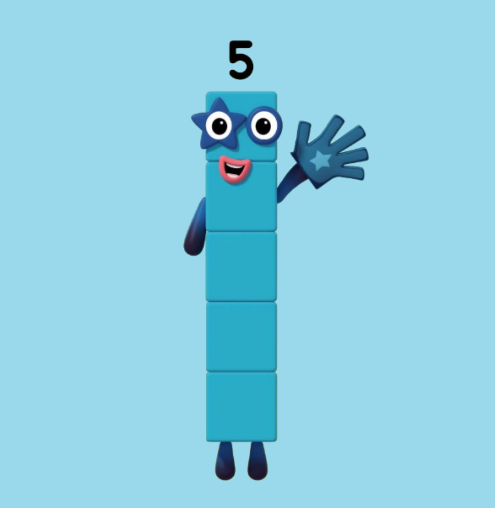 Number 5 as five blue blocks